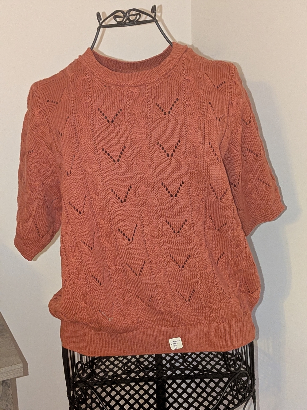 Vintage Alfred Dunner Rust Pointelle Knit Sweater Top M NWT